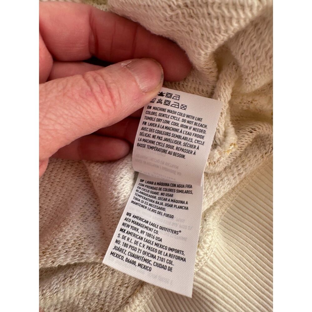 American Eagle Women’s Patchwork Sweatshirt Cream… - image 5